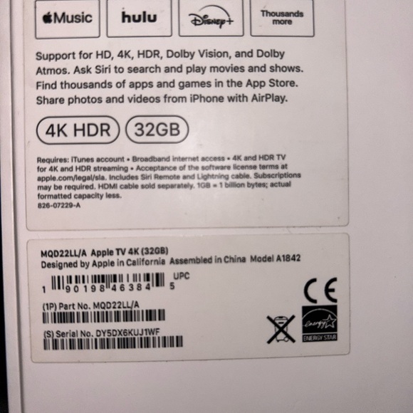 {SOLD} APPLE TV 5TH GEN 4K 32 GB - Picture 2 of 4